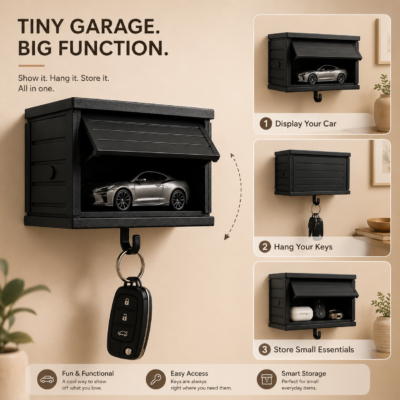 Car Garage Key Holder with Opening Door