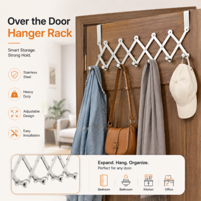 Expandable Over-the-Door Towel & Clothes Rack